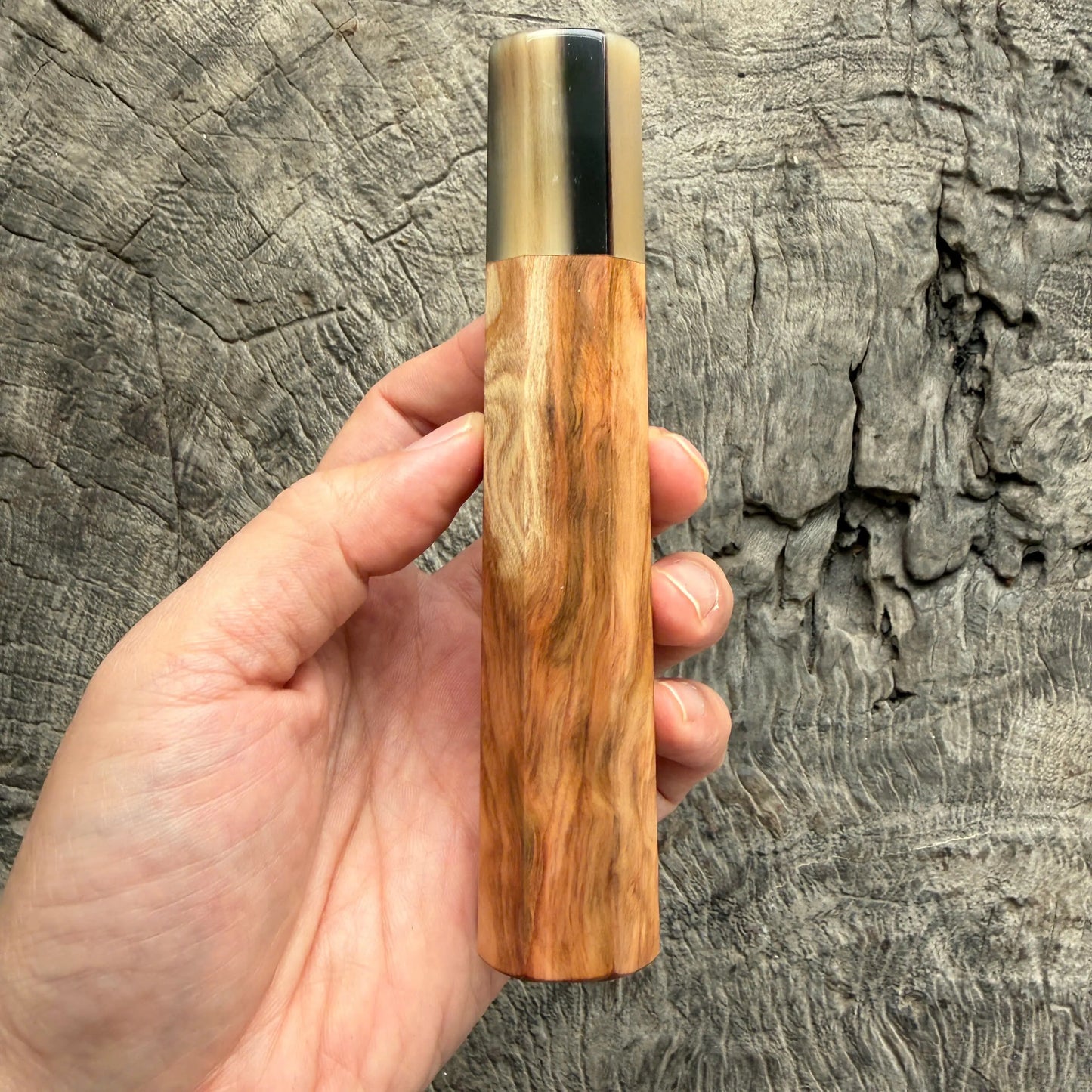 I - 9 Tamamoku Cedar Wa handle Wa handle, Marble Horn ferrule - 145 mm