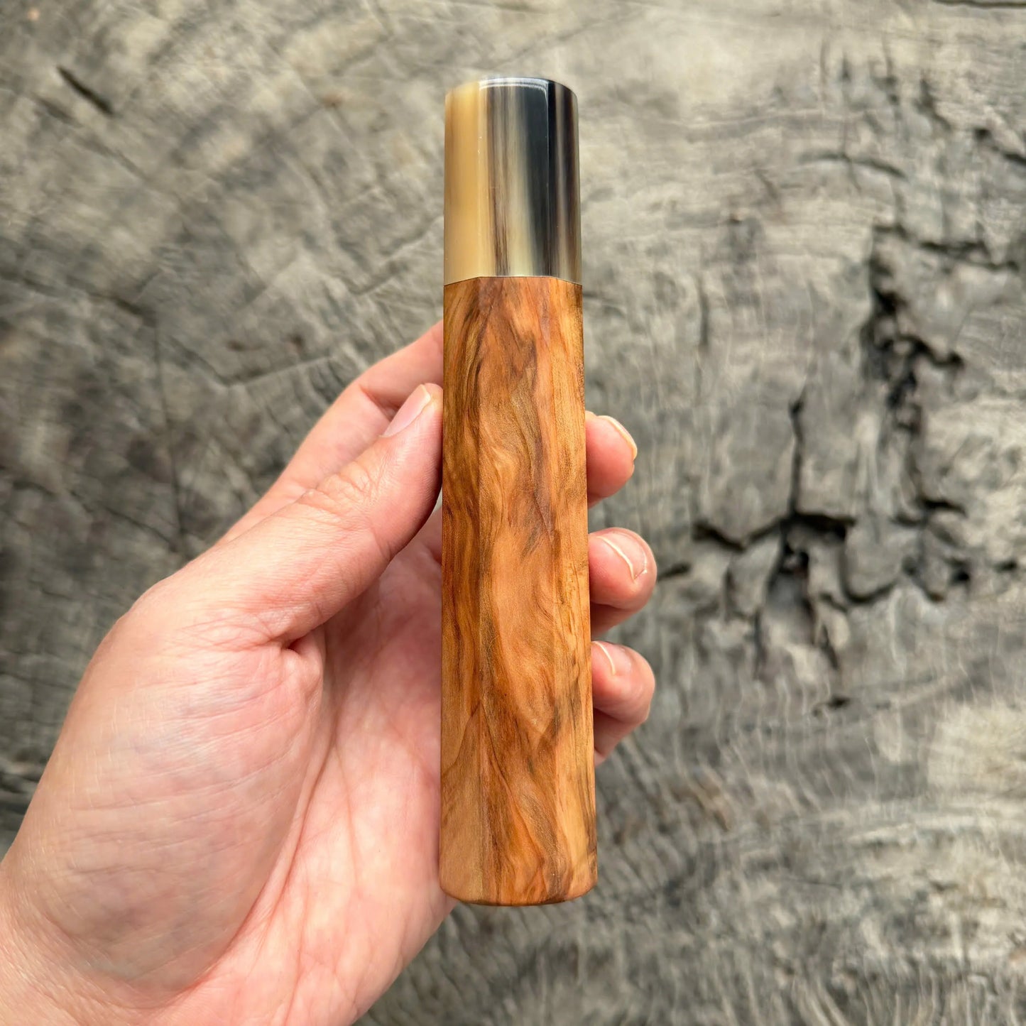 I - 9 Tamamoku Cedar Wa handle Wa handle, Marble Horn ferrule - 145 mm