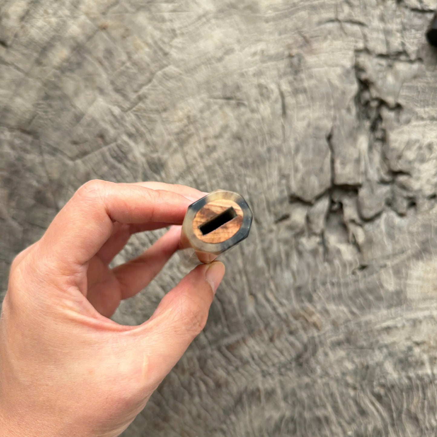 I - 9 Tamamoku Cedar Wa handle Wa handle, Marble Horn ferrule - 145 mm