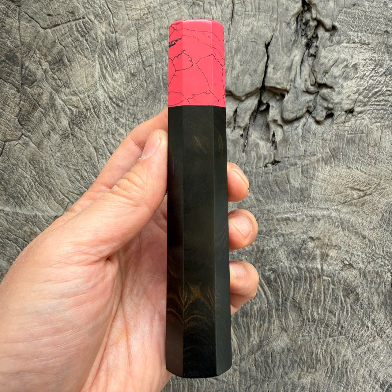 I - 3  Ebony wood Wa handle - Red Black Stone ferrule - 140 mm