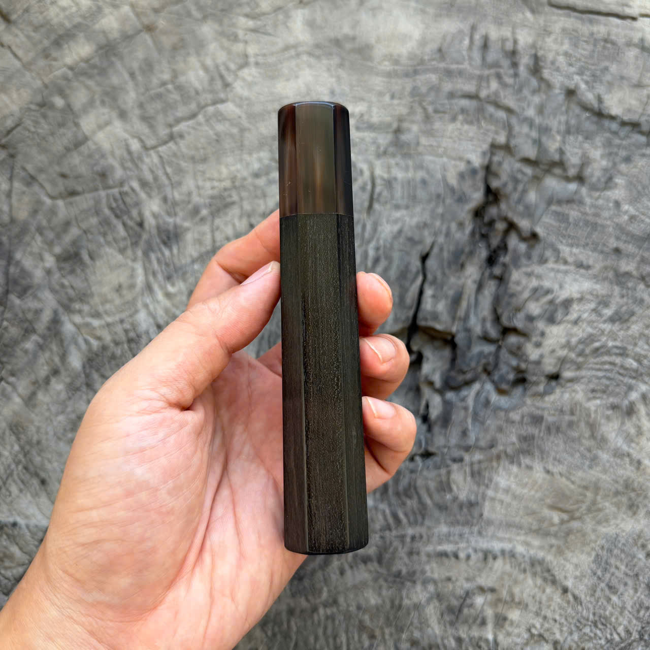 I- 21 Beautiful Ebony Wa handle, Super Dark Marble Horn Ferrule, 135mm handle