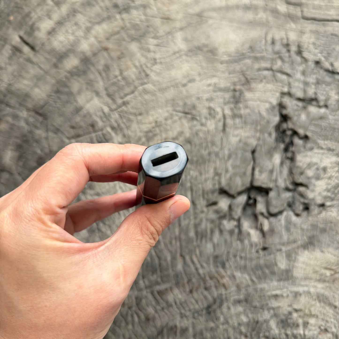 I - 4 Two tone Ebony Wa handle, Black horn ferrule, brass spacer- 130mm