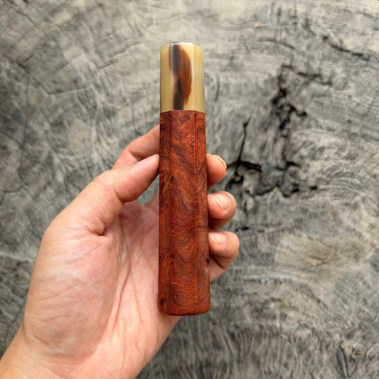 I - 20 Red Amboyna Burl Wa handle, Marble Horn Ferrule, 140mm handle