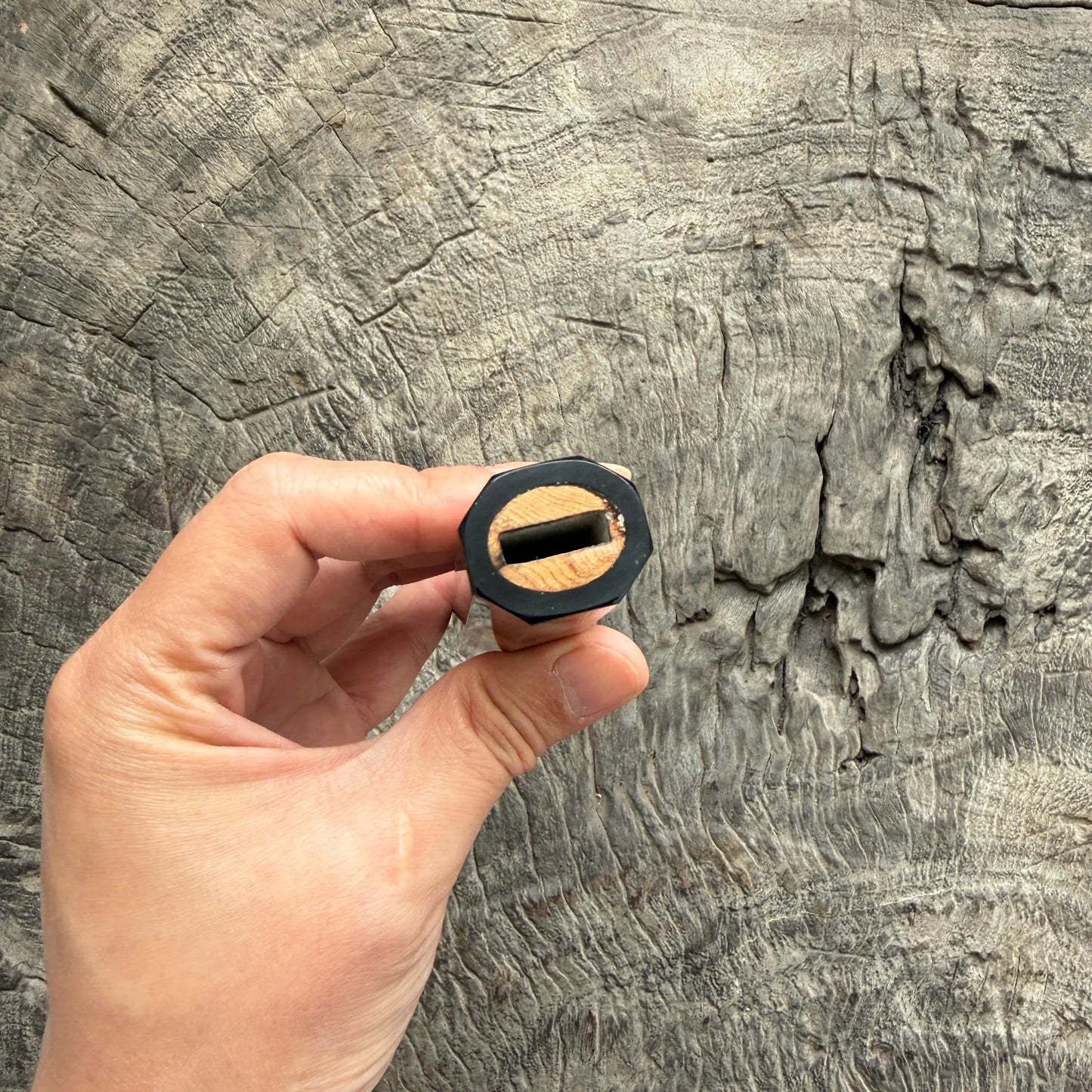 I - 6 Viet Cedar Burl Wood Wa handle, Black Horn Ferrule, Copper spacer- 145 mm