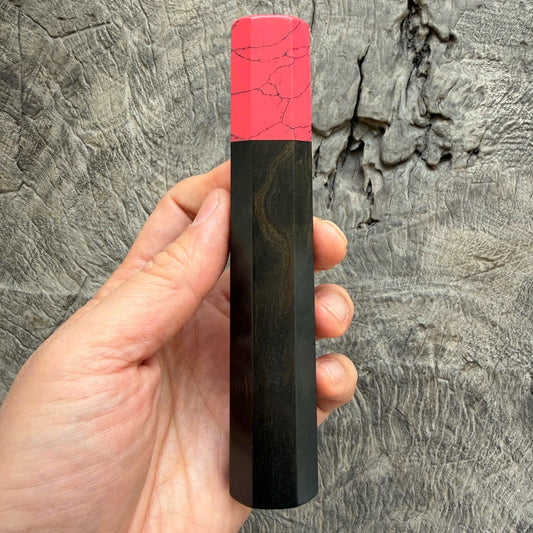 I - 3  Ebony wood Wa handle - Red Black Stone ferrule - 140 mm