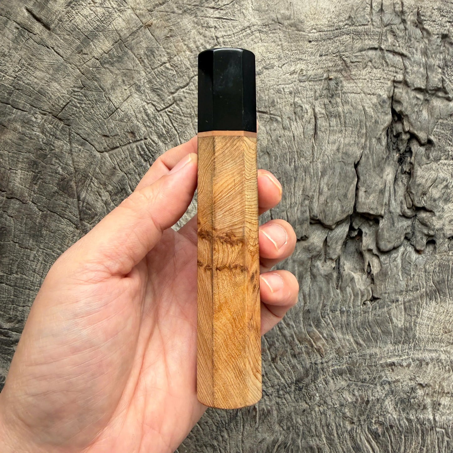 I- 7  Viet Cedar Burl Wood Wa handle, Black Horn Ferrule, Copper spacer- 135mm