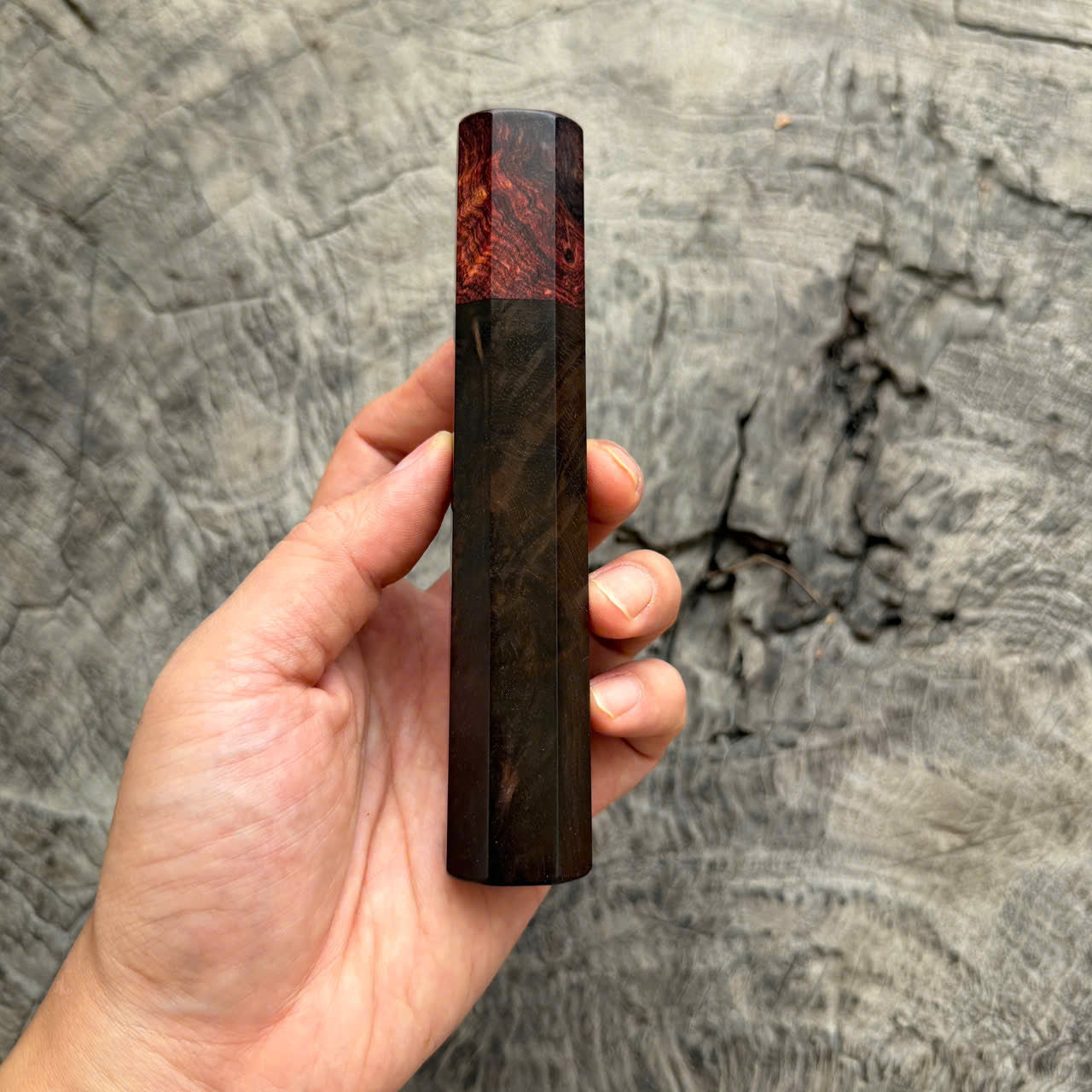I - Cool Black Curly Siamese Rosewood Wa handle, Honduras Rosewood Burl Ferrule, 140mm handle
