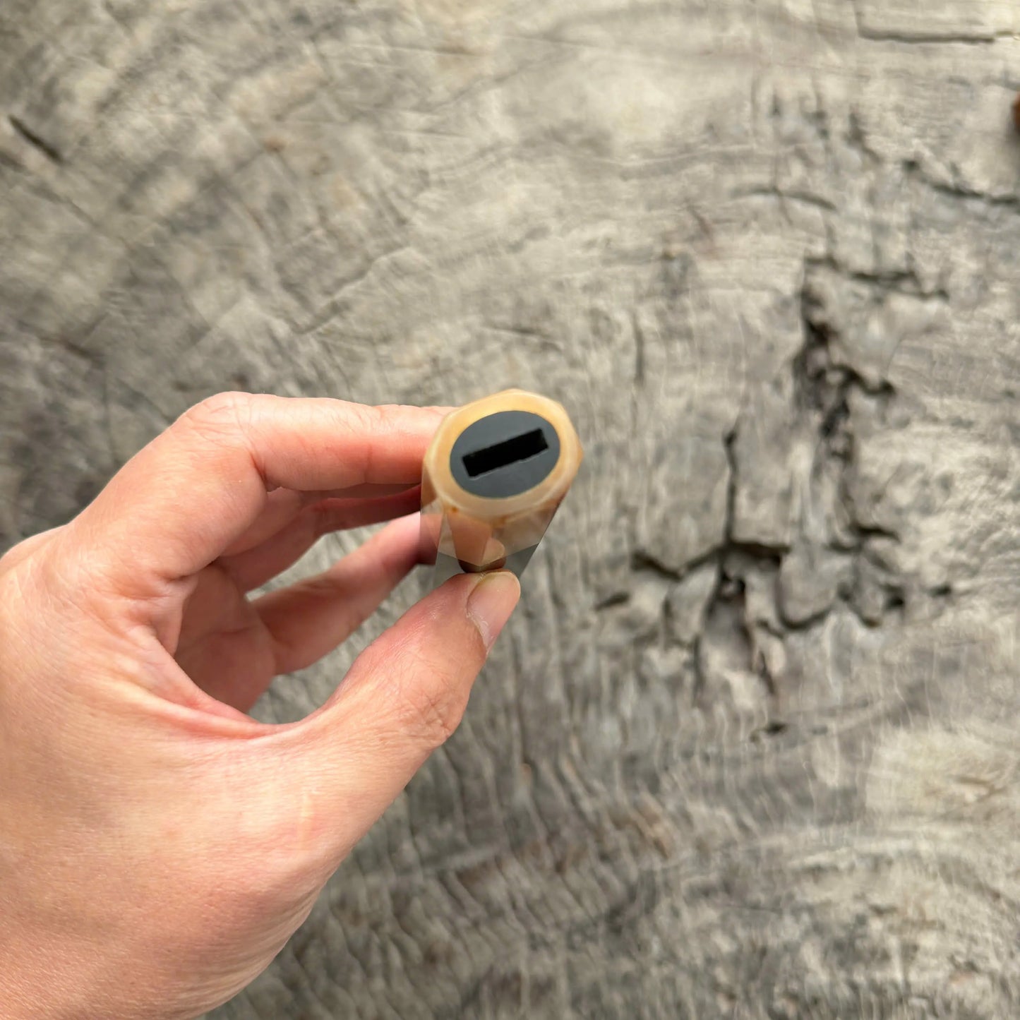 I - 20 Ebony wood wa ,Marble horn ferrule, Diagonal cut - 140mm