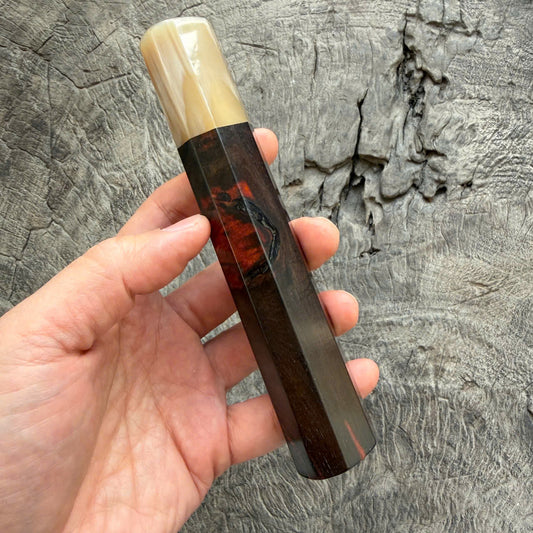 I - 8 Nice Black Red Siam Rosewood Wa handle, Cream horn ferrule - 145 mm