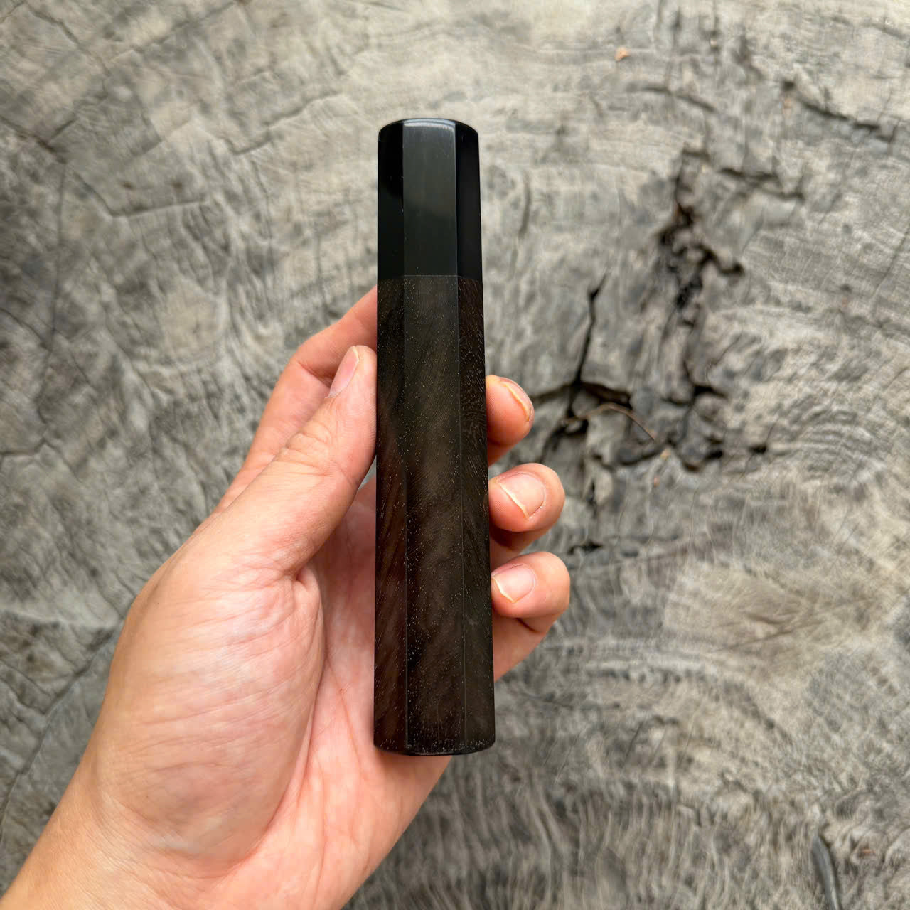 I - Rare Black Siamese Rosewood Wa handle,  Black Horn Ferrule, 140mm handle