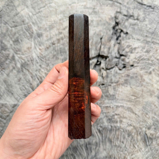 I - Super Rare Natural Burl Red Black Siamese Rosewood Wa handle, Mono , 140mm