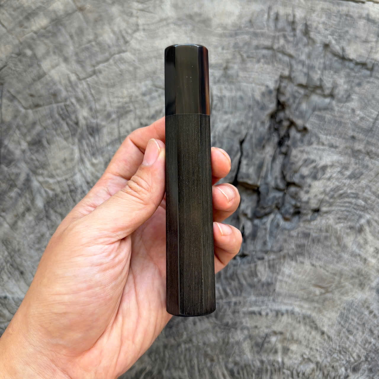 I- 22 Black Ebony Wa handle, Super Dark Marble Horn Ferrule, 135mm handle
