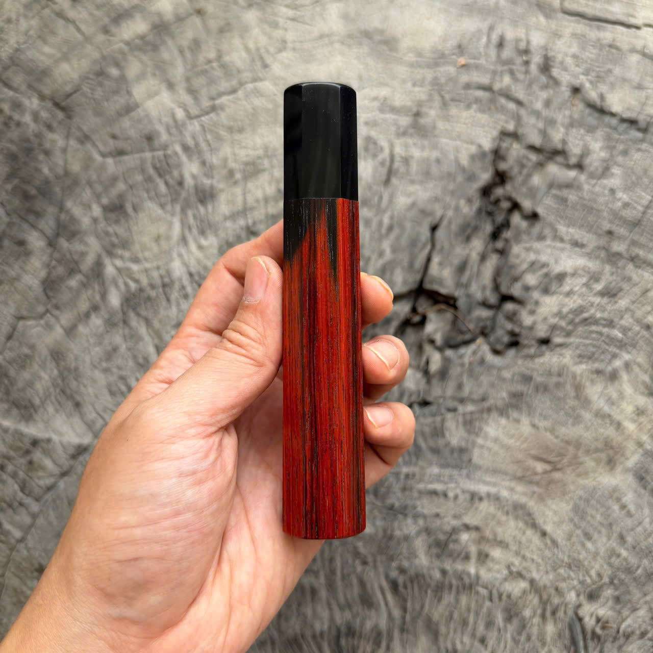 I-  Nice Black Red Siameser Rosewood Wa handle, Black horn ferrule, 135mm handle