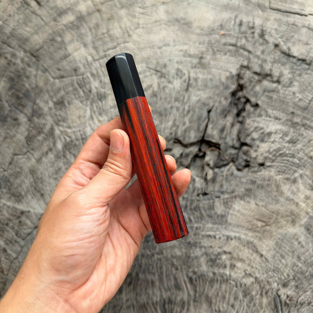 I-  Nice Black Red Siameser Rosewood Wa handle, Black horn ferrule, 135mm handle