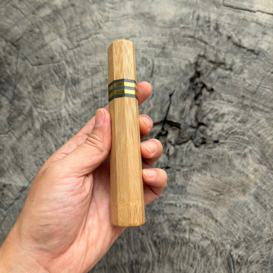 I - Cool Bamboo Wa handle, Brass and Jade spacer, 140mm handle