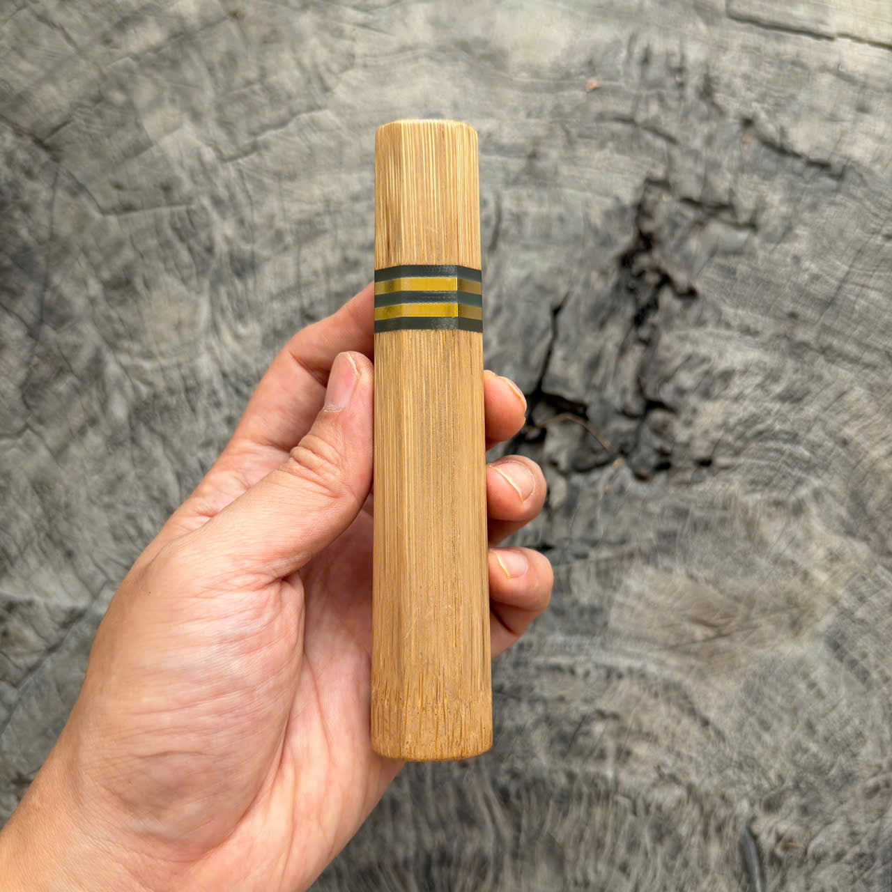 I - Cool Bamboo Wa handle, Brass and Jade spacer, 140mm handle