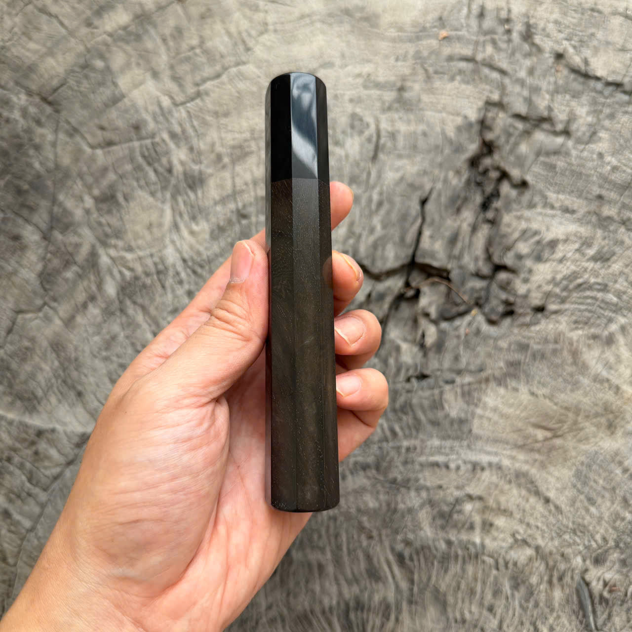 I - Rare Black Siamese Rosewood Wa handle,  Black Horn Ferrule, 140mm handle