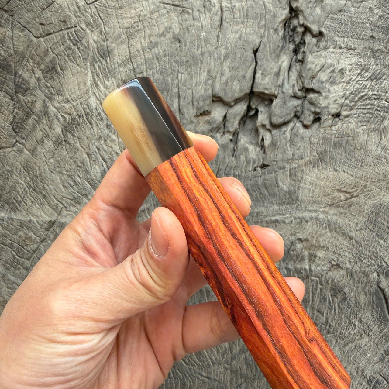 I- 16 Huanghuali wood wa handle, Marble Horn Ferrule - 135mm