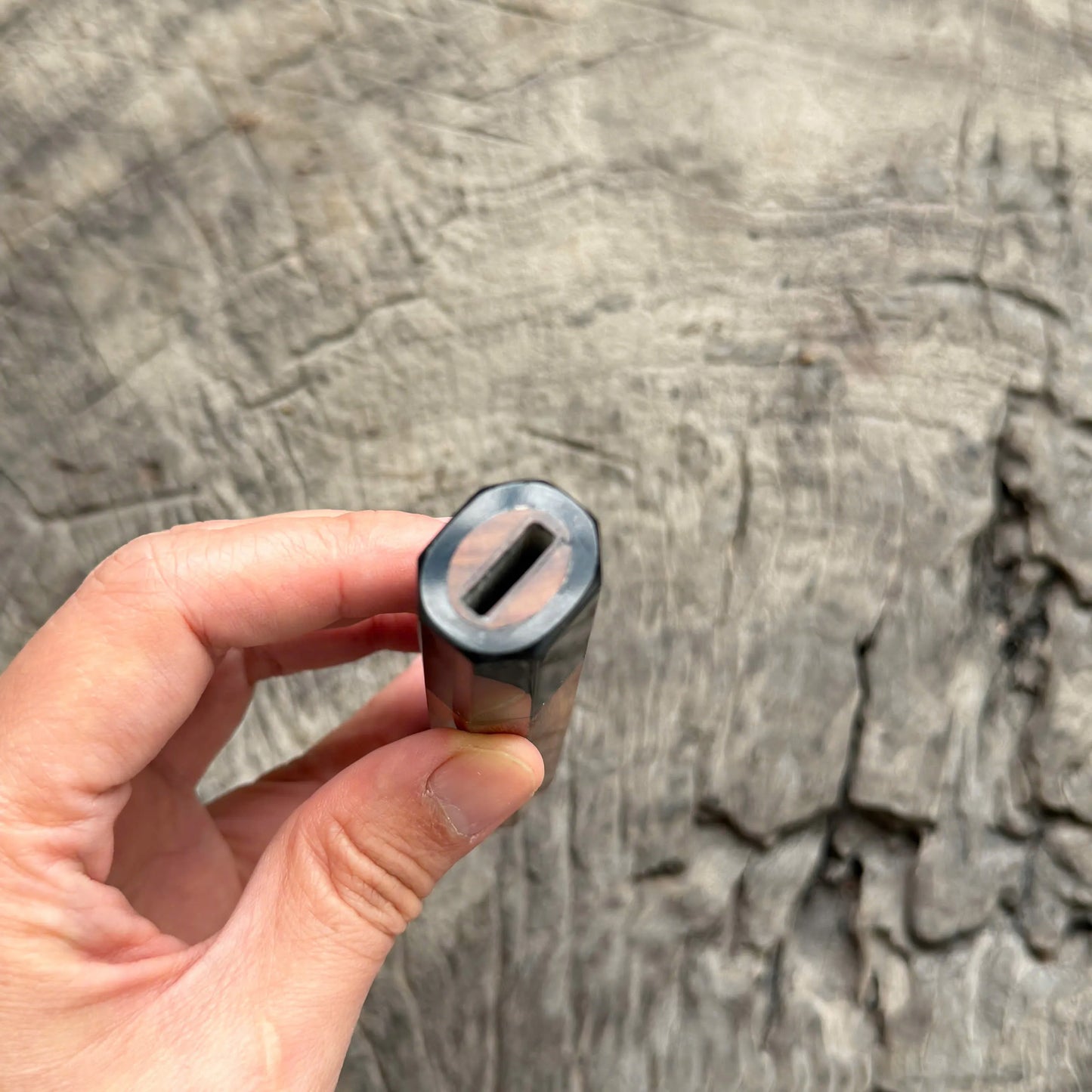 I -  15 Huanghuali wood Wa handle, Black horn ferrule, Black White Stone spacer - 145 mm