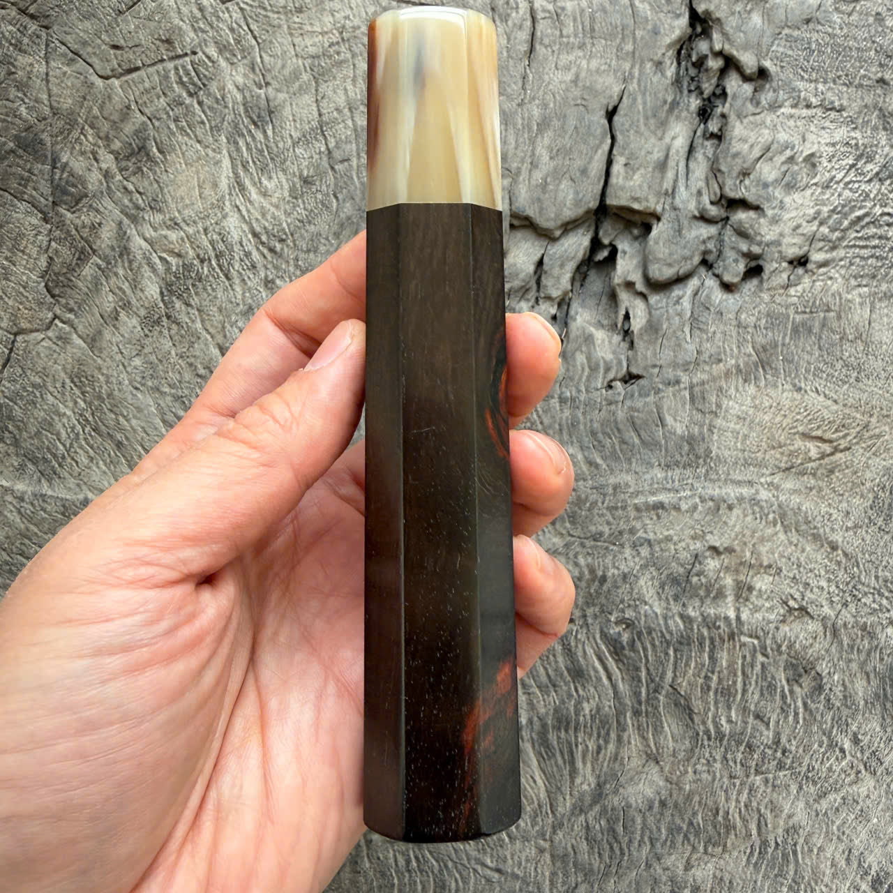 I - 8 Nice Black Red Siam Rosewood Wa handle, Cream horn ferrule - 145 mm