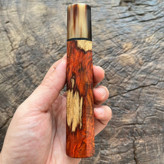 I - Rare Siam Rosewood Wa handle with marble horn and black G10 spacer  - 145mm