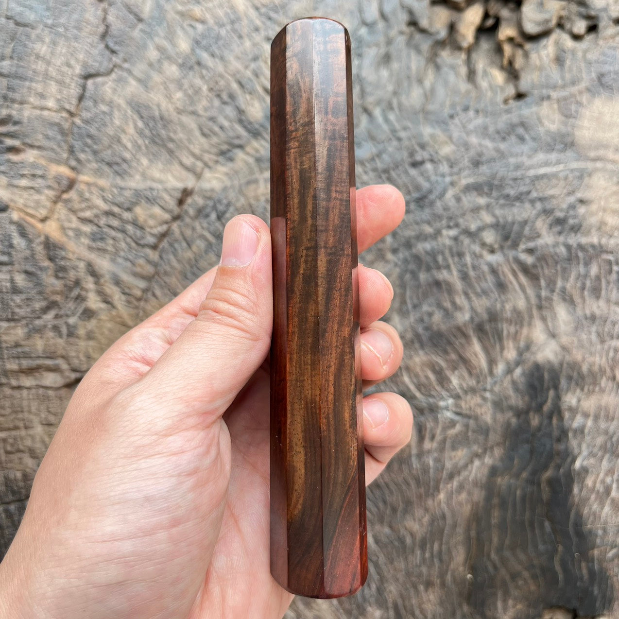 I -Rare Mono Curly Red Siam Rosewood Wa handle - 145mm