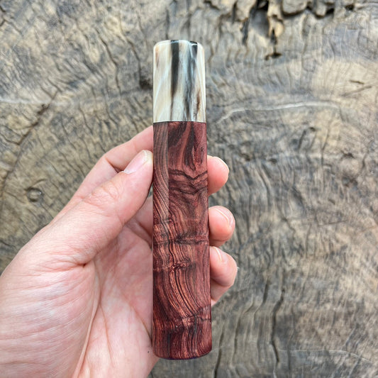 I- 5 Purple curly Rosewood Wa handle with black horn ferrule -  135mm