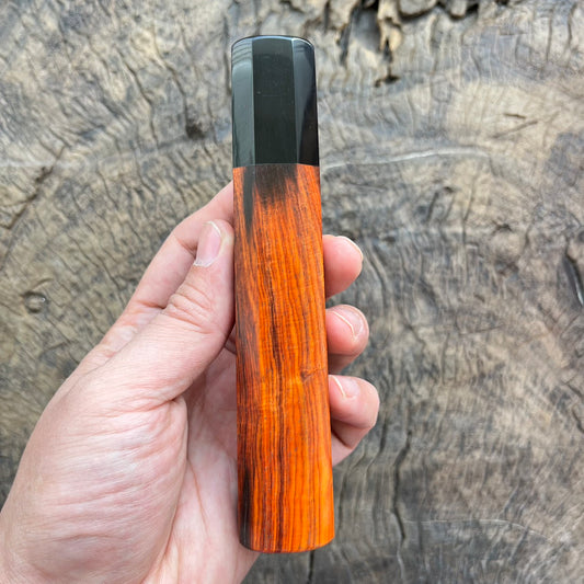 I - 2 Orange Curly Siam Rosewood wa handle with black horn - 145mm