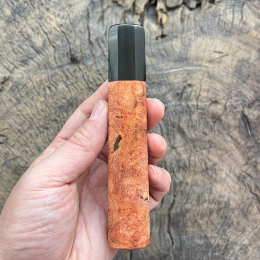 I-6 Amboyna burl Wa handle with black ferrule -  135mm