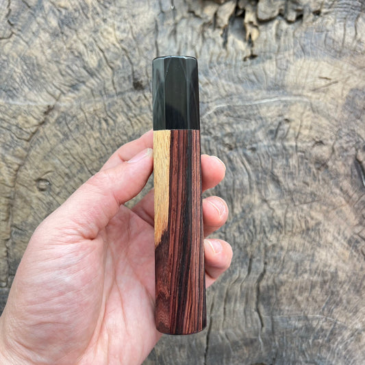 I- 3 Cross grain Ebony Wa handle with black horn ferrule -  135mm
