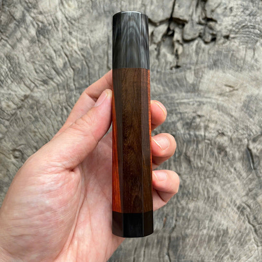 I- 6 Siam Rosewood Wa handle, black horn ferrule and end cap - 135mm