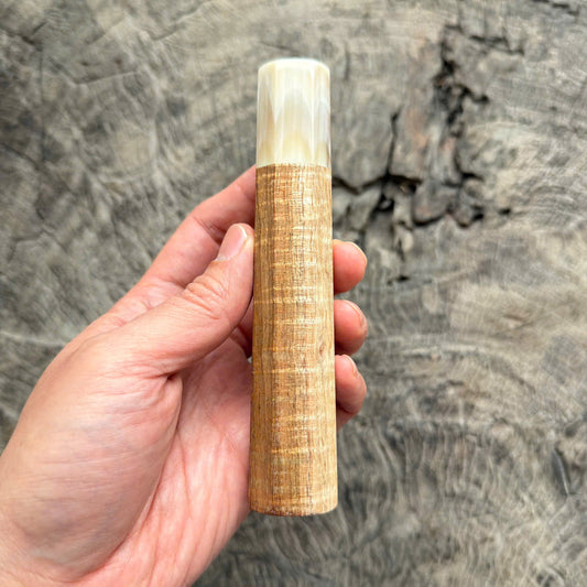 I - Cool Two tone Curly Hawaiian Koa, Cream horn ferrule, 140mm