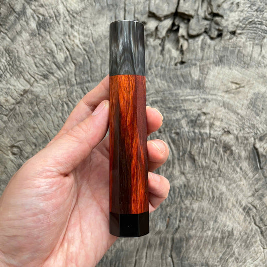 I- 6 Siam Rosewood Wa handle, black horn ferrule and end cap - 135mm