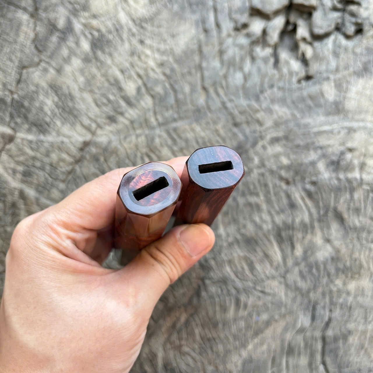 I-Set 2 Nice Red Siam Rosewood Wa handle, Mono and marble horn ferrule, 135 mm