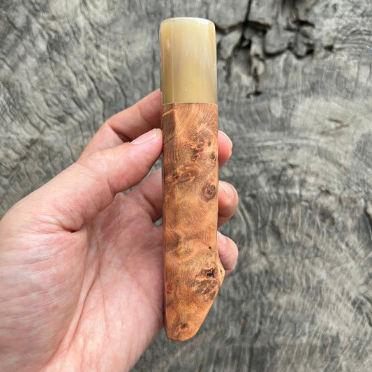 I-Dragon blood Western Rokkaku Hanmaru handle, White horn ferrule - 130mm