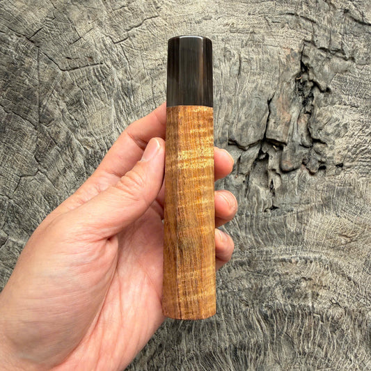 I- 2 Two tone Curly Hawaiian Koa, Wa handle, Dark Marble horn Ferrule, 135mm handle
