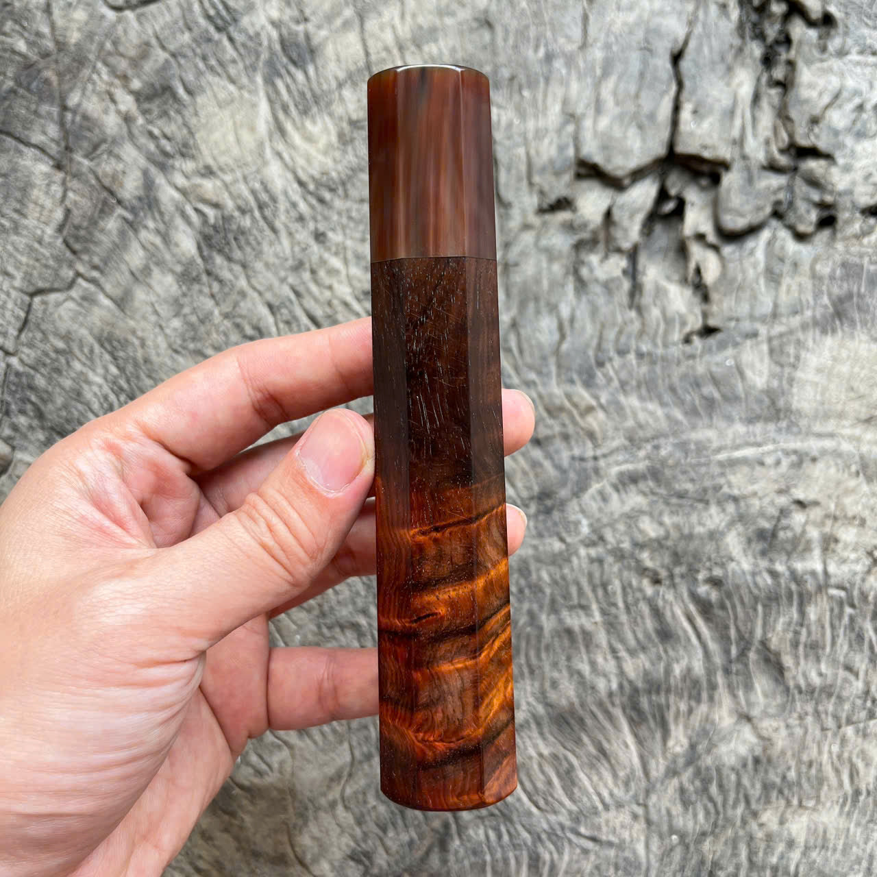 I -9 Curly Siam Rosewood Wa handle, Marble horn ferrule - 145mm