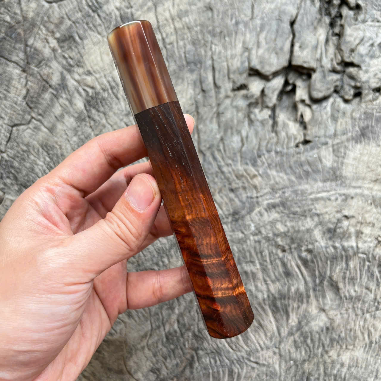 I -9 Curly Siam Rosewood Wa handle, Marble horn ferrule - 145mm