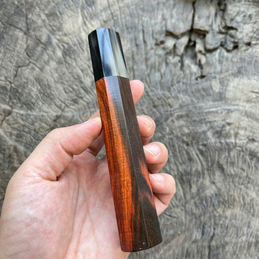 I -9 Red black Curly Siam Rosewood Wa handle, Marble horn ferrule- 145 mm