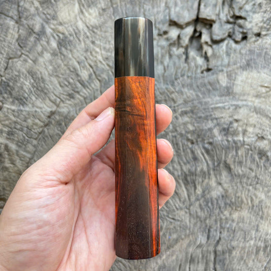 I -11 Black red curly Siam Rosewood Wa handle, Marble horn ferrule - 145 mm