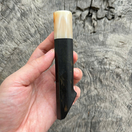 I-Ebony Western Rokkaku Hanmaru handle, White horn ferrule - 130mm