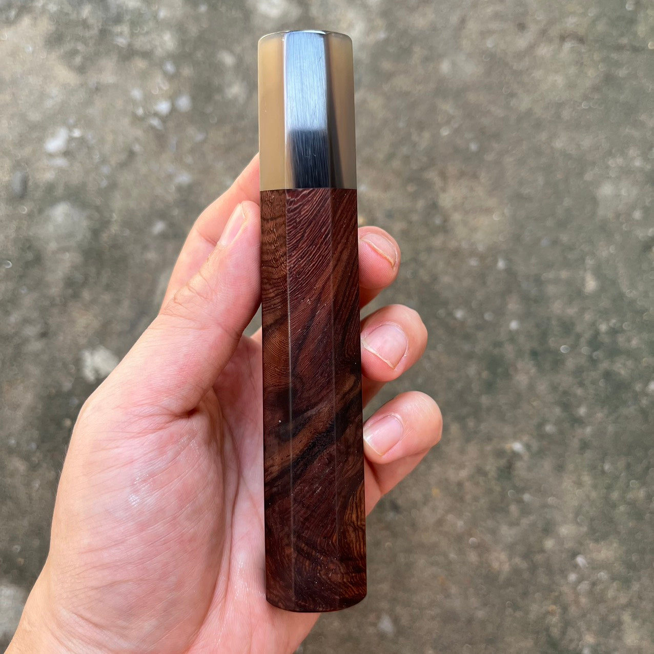 I-  Dark Rosewood Wa handle with marble horn ferrule - 140mm