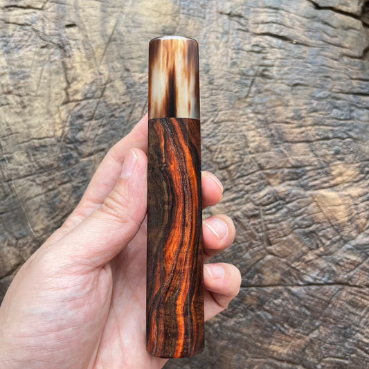 I- Rare Curly Red line Rosewood with marble horn, nickel 140mm