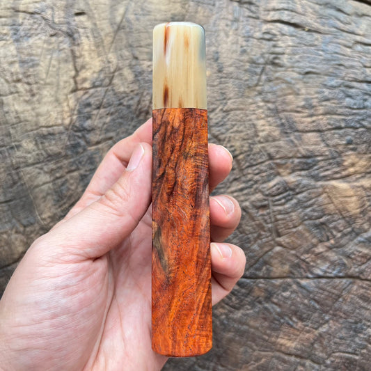 I- 4 Curly Burl Rosewood Wa handle with marble horn - 140mm