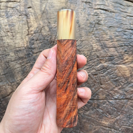 I- 5 Curly Burl Rosewood Wa handle with marble horn - 140mm