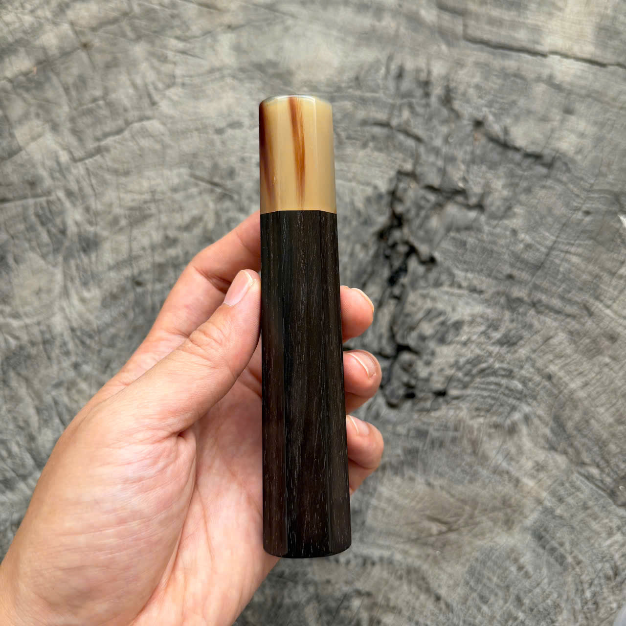 I - Black Siamese Rosewood Wa handle , Marble horn ferrule, 140mm handle