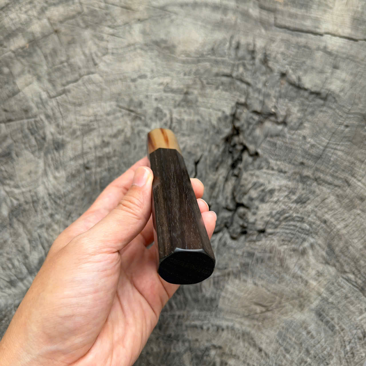 I - Black Siamese Rosewood Wa handle , Marble horn ferrule, 140mm handle