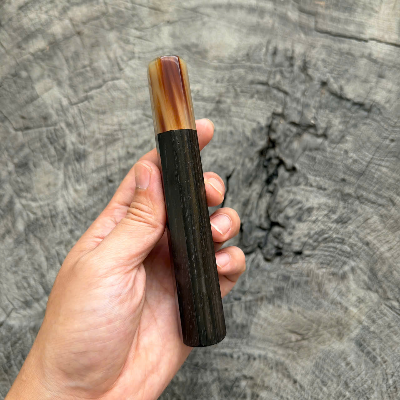 I - Black Siamese Rosewood Wa handle , Marble horn ferrule, 140mm handle