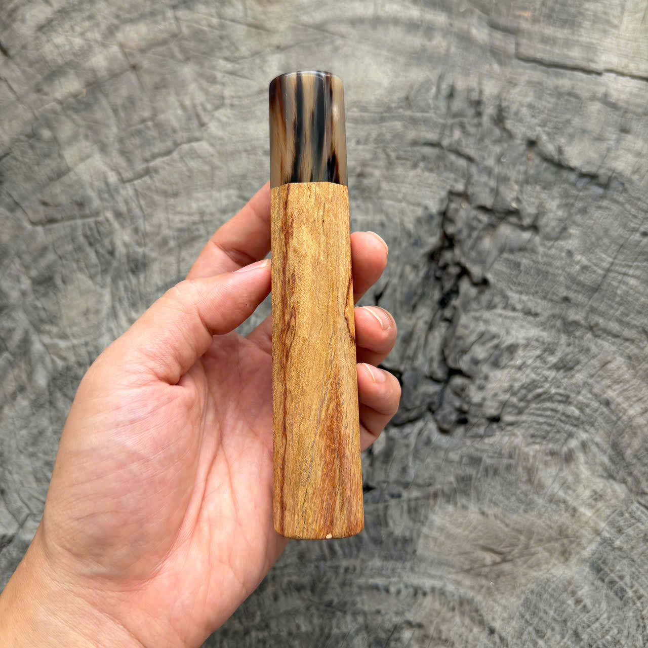 I -15 Huanghuali wood Wa handle, Marble horn ferrule, 145 mm handle
