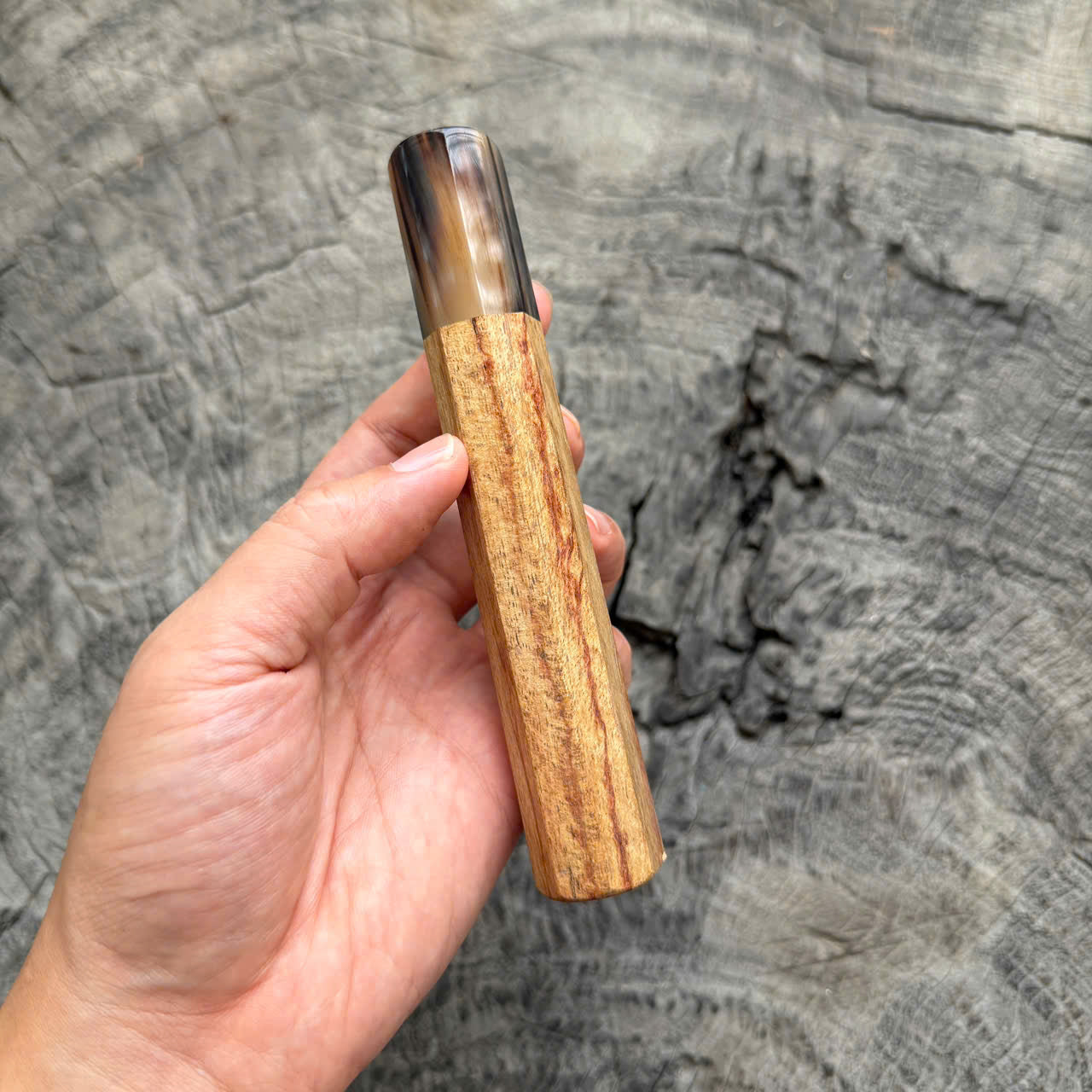 I -15 Huanghuali wood Wa handle, Marble horn ferrule, 145 mm handle